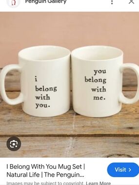 ❤️ NATURAL LIFE Cream Ceramic 'I Belong With You' Couple Mug Set